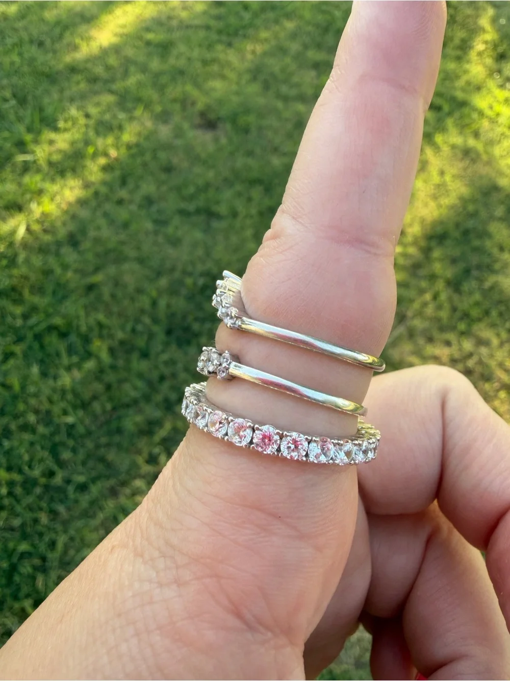 Sami Jewels Sterling Silver CZ Eternity & Stack Rings Set - White Cubic Zirconia